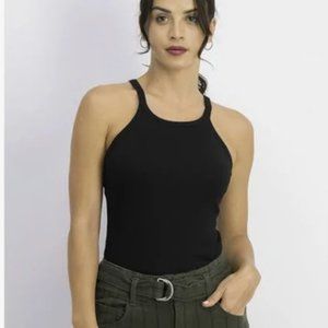 Danielle Bernstein Womens Black Shirt Thong Tank Bodysuit Top NWT